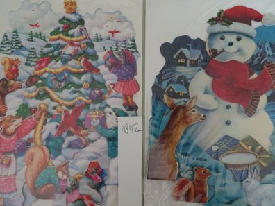 2x 3D Pop-Up Standkarten Grußkarten PopShots tierische Weihnachten Tiere Schneemann