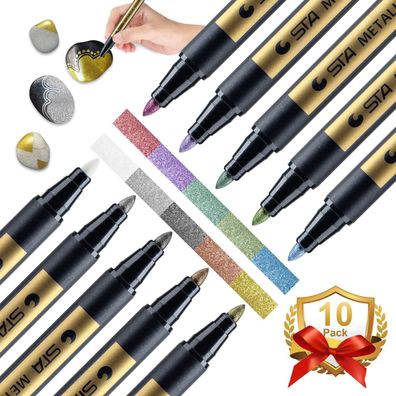 10 Farben Metallic Marker Pens Metallic Stifte auf irgendeiner