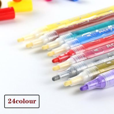 24 Farben Acrylstifte Marker Für DIY Graffiti Stifte Set Acrylfarben Wasserfest