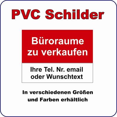 SCHILD wetterfest "Büroräume zu verkaufen" PVC Plane DIN A2 quer 420 x 594 mm