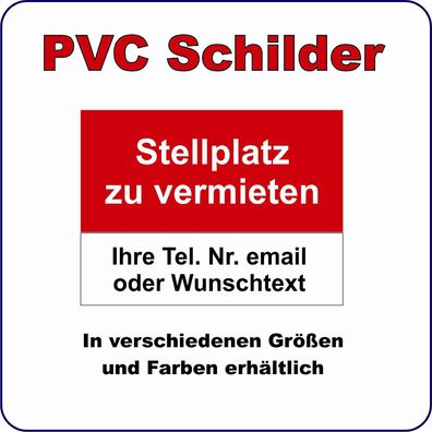 SCHILD wetterfest "Stellplatz zu vermieten" PVC Plane DIN A2 quer 420 x 594 mm