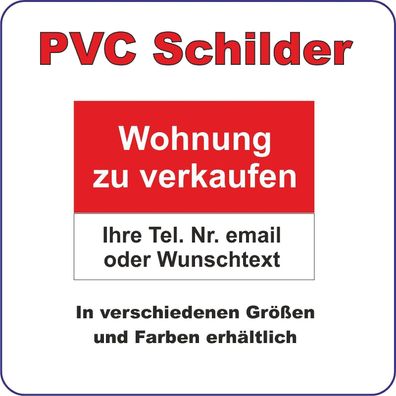 SCHILD wetterfest "Wohnung zu verkaufen" PVC Plane quer DIN A1 840 x 594 mm
