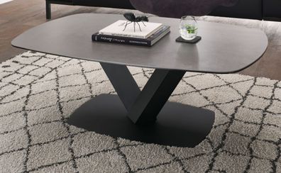 Couchtisch Beistelltisch Keramik grau Metall schwarz Sofatisch Tisch Malango 120 cm