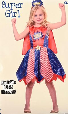 Amscan Kostüm Super Girl Kinder Mädchen Kostüm Kinderkostüm Karneval Fasching