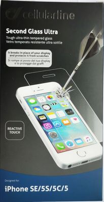 Cellularline Displayschutz glas für Apple iPhone SE / 5S / 5C / 5