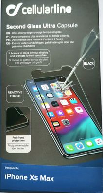 Cellularline Displayschutzglas Black für Apple iPhone XS Max