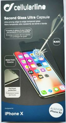 Cellularline Displayschutzglas Black für Apple iPhone X