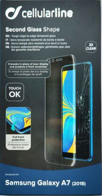Cellularline Displayschutzglas 3D Clear für Samsung Galaxy A7 2018