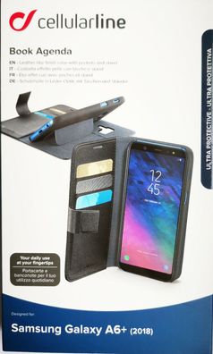 Cellularline Book Agenda Tasche Standfunktion Kartenfach Samsung Galaxy A6+ 2018