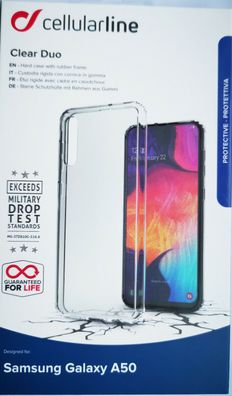 Cellularline Clear Duo Cover Schutzhülle Backcover für Samsung Galaxy A50