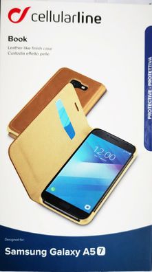 Cellularline Book Tasche Hülle für Samsung Galaxy A5 2017 kartenfach braun