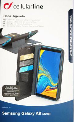 Cellularline Book Tasche Hülle für Samsung Galaxy A9 2018 kartenfach schwarz