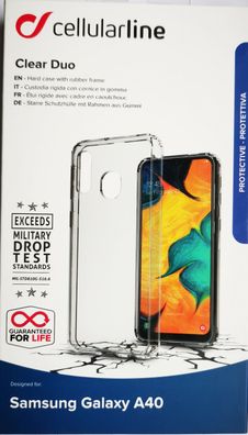 Cellularline Clear Duo Cover Schutzhülle Backcover für Samsung Galaxy A40