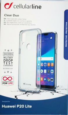 Cellularline Clear Duo Cover Schutzhülle Backcover für Huawei P20 Lite