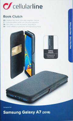 Cellularline Book Clutch Tasche Hülle Samsung Galaxy A7 2018 Kartenfach schwarz