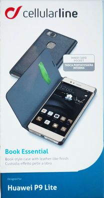Cellularline Book Tasche Hülle für Huawei P9 Lite kartenfach schwarz