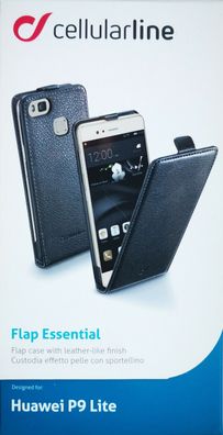 Cellularline Flap Tasche Hülle für Huawei P9 Lite Magnetverschluss schwarz