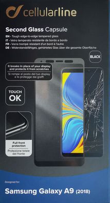 Cellularline Displayschutzglas 3D Clear für Samsung Galaxy A9 2018 schwarz