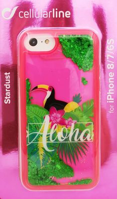 Cellularline Stardust Cover Case Aloha für iPhone 6S / 7 / 8 Pink mit Glitzer