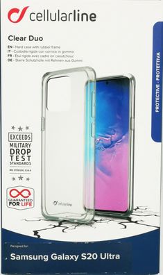 Cellularline Clear Duo Cover Schutzhülle Backcover für Samsung Galaxy S20 Ultra