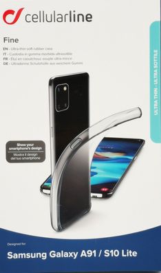 Cellularline Fine Cover Schutzhülle Backcover für Samsung Galaxy S10 Lite/ A91