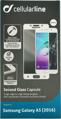 Cellularline Displayschutzglas 3D Clear weiß für Samsung Galaxy A5 2016