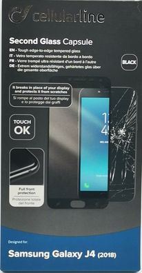 Cellularline Displayschutzglas für Samsung Galaxy J4 2018 mit schwarzem Rand