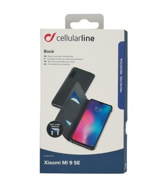 Cellularline Book Tasche Hülle für Xiaomi Mi 9 SE kartenfach schwarz