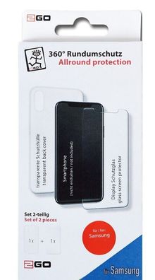 2Go Displayschutzglas + Schutzhülle Cover Case Hülle für Samsung Galaxy A50 A30s