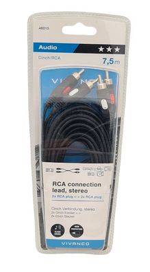 RCA Verbindung Stereo 2x Cinch 7,5m RCA Kabel