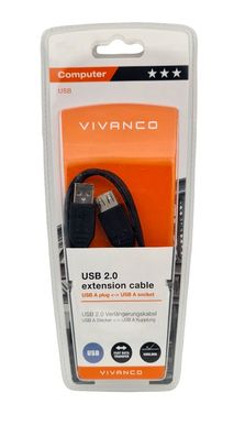 USB 2.0 Verlängerungskabel USB A Stecker - USB A Kupplung 0,75m Kabel