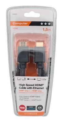 High Speed HDMI Kabel mit Ethernet 4K UHD HDR ARC 3D 1,5m