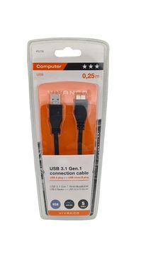 USB 3.1 Gen.1 Anschlusskabel USB A - USB Micro B Stecker Kabel 25cm