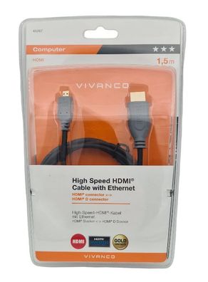 High Speed HDMI Kabel mit Ethernet HDMI D Stecker 1,5m Kabel Micro HDMI