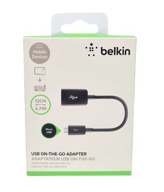 Belkin Micro-USB Adapter auf USB-A Kupplung schwarz für Datenübertragung OTG