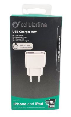 Cellularline Fast Charge 10W USB Netzteil Ladegerät Schnell Laden für iPhone