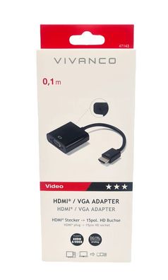 Vivanco HDMI Stecker VGA Adapter 15pol. HD Buchse 10cm schwarz
