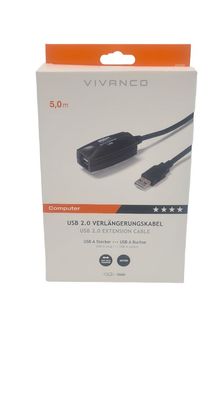 Vivanco USB 2.0 Verlängerungskabel USB A Stecker USB A Buchse 5m