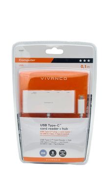 Vivanco USB Type C Card Reader Kartenlesegerät USB Hub 3x USB Mirco SD / SD HC