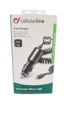 Cellularline USB Car Charger 10W KFZ Universal Ladegerät 12/24V schwarz Micro