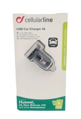 Cellularline Universal USB Car Charger Ladegerät 5W 1A schwarz 12V/24V