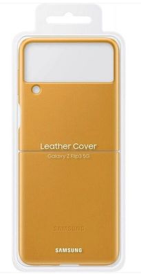 Samsung Leather Cover für Galaxy Z Flip3 5G - Mustard Senf Gelb Backcover Hülle
