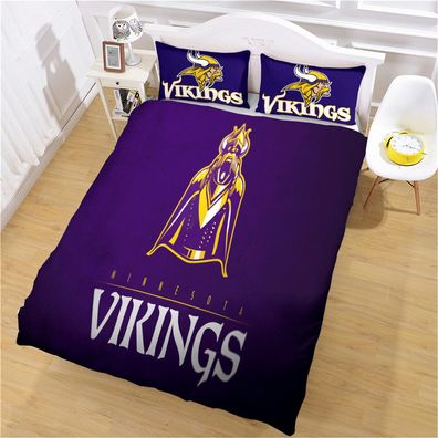 2tlg. Minnesota Vikings Fußball bettbezug Kinder Geschenk Bettwäsche 135 x 200 cm