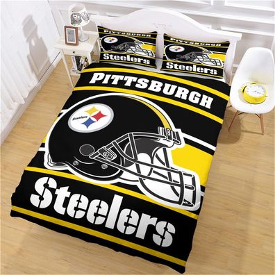 2tlg. 135 x 200 cm Pittsburgh Steelers Fußball bettbezug Kinder Geschenk Bettwäsche