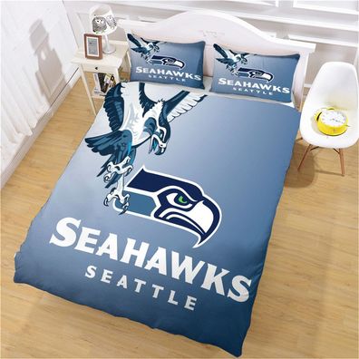 2tlg. Seattle Seahawks Fußball bettbezug Kinder Geschenk Bettwäsche 135 x 200 cm