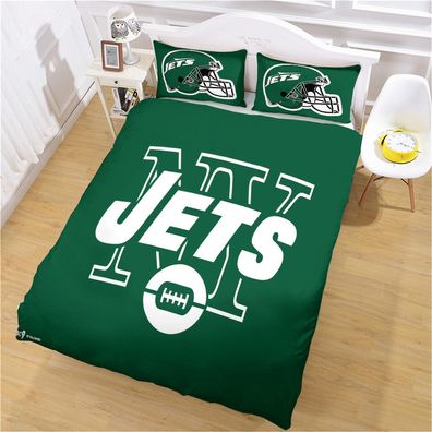 2tlg. New York Jets Fußball bettbezug Kinder Geschenk Bettwäsche 135 x 200 cm