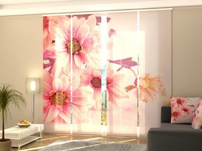 Foto-Schiebegardine rosane Gerbera, Flächenvorhang mit Motiv, Fotodruck, auf Maß