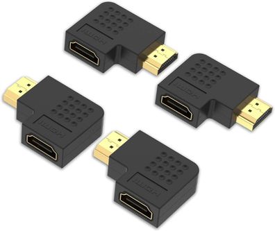 Satz mit 4 abgewinkelten HDMI-Adaptern 90 und 270 Grad HDMI-Koppler Stecker auf