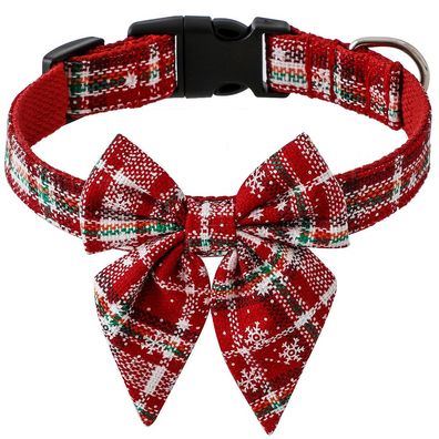 Verstellbares Urlaubs-Hundehalsband, Weihnachtskaro, Sicherheitsschnalle