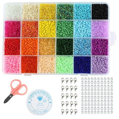 selizo 14440 pieces glass beads and 100 pieces alphabet letter beads, 2 mm mini